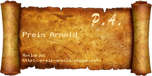 Preis Arnold névjegykártya